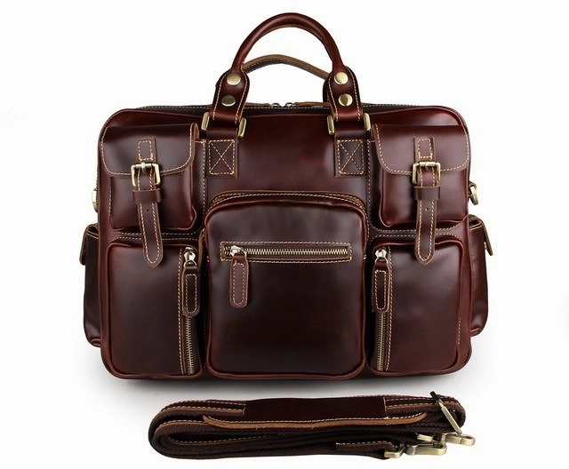 100% Genuine Leather Men Bag Briefcase Cow Leather Men Handbag Vintage Cowhide Men'S Travel