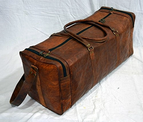 25" Men'S Genuine Leather Vintage Duffle Gym Large Travel Weekend Luggage Bag