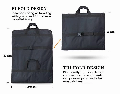 66'' Tri-fold Extra Long Dress Garment Bag, Premium & Breathable Tear-resistant Hanging Suit Cover for Travel and Storage