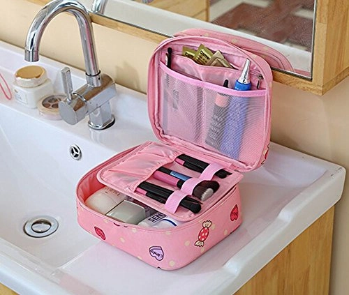 [Black] Stylish Waterproof Cosmetic Bag Toiletry Bag Makeup Case