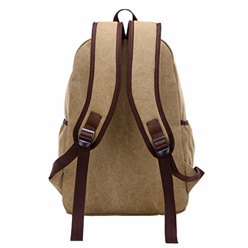 ABage Vintage Canvas Leather Travel Student Laptop Backpack School Bag Bookbag Rucksack, Khaki