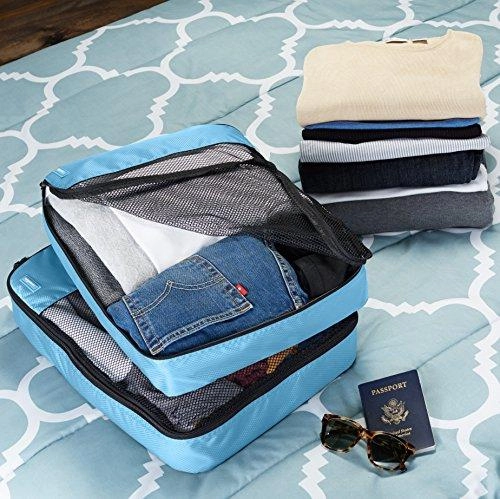 Amazonbasics 4-Piece Packing Cube Set - Large, Sky Blue