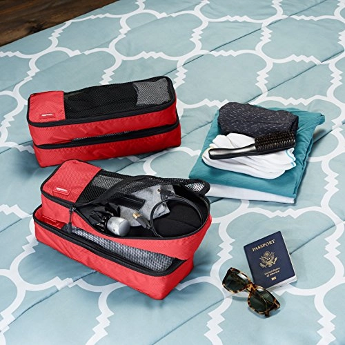 Amazonbasics 4-Piece Packing Cube Set - Slim, Red