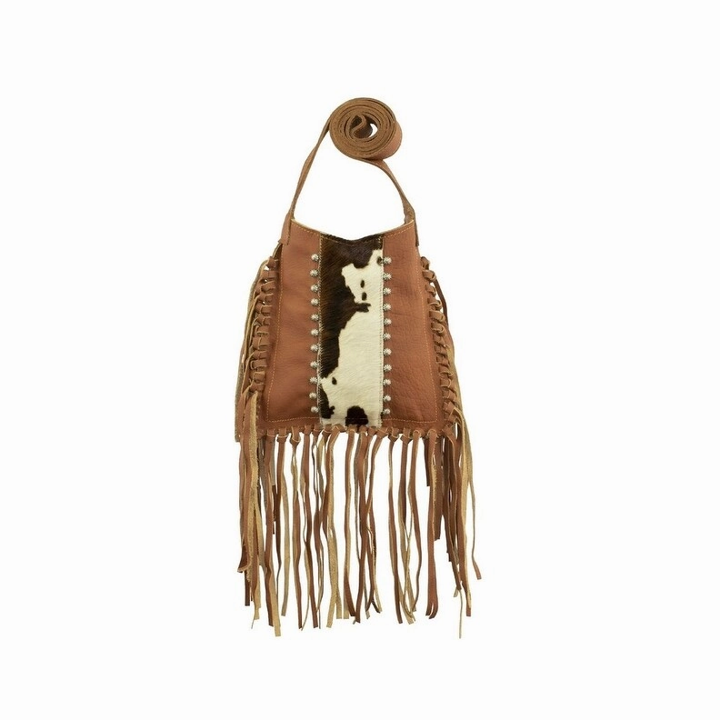 American West Western Handbag Crossbody Fringe Messenger Tan 7215118 - 8 x 9