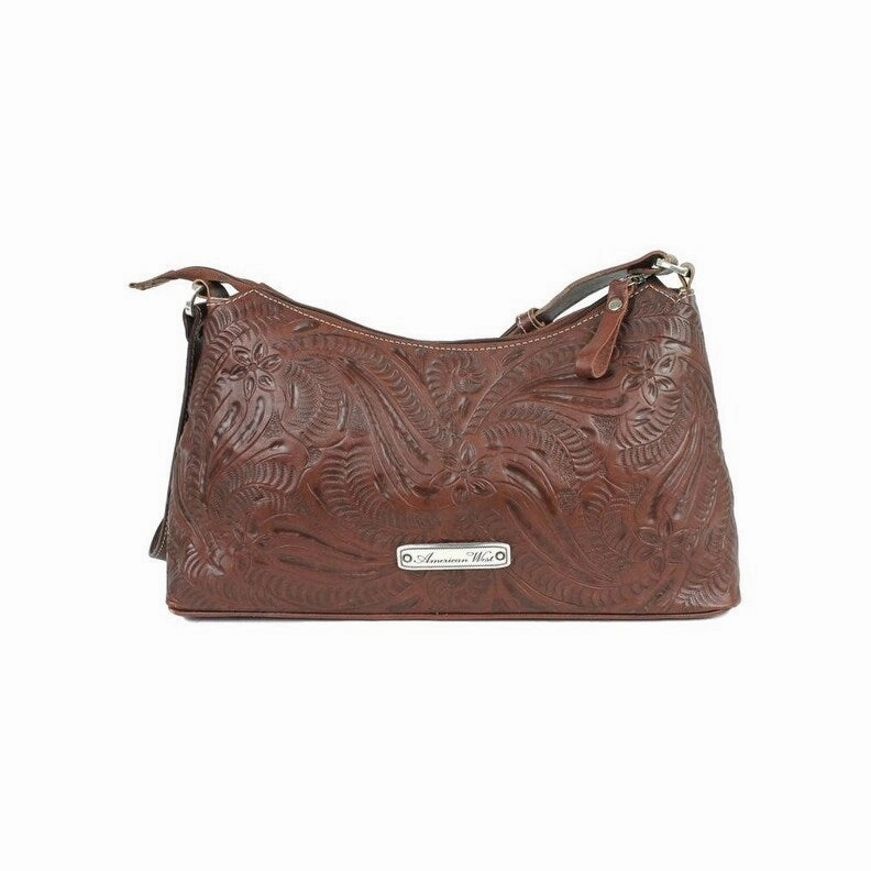 American West Western Handbag Lady Lace Shoulder Leather LCBT285 - 13 x 7 x 3.5