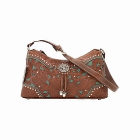 American West Western Handbag Lady Lace Shoulder Leather LCBT285 - 13 x 7 x 3.5