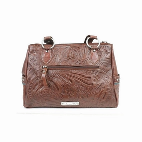 American West Western Handbag Lady Lace Tote Leather LCBT471 - 12 x 9.5 x 4.5