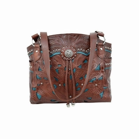 American West Western Handbag Lady Lace Tote Leather LCBT780 - 13 x 11 x 4