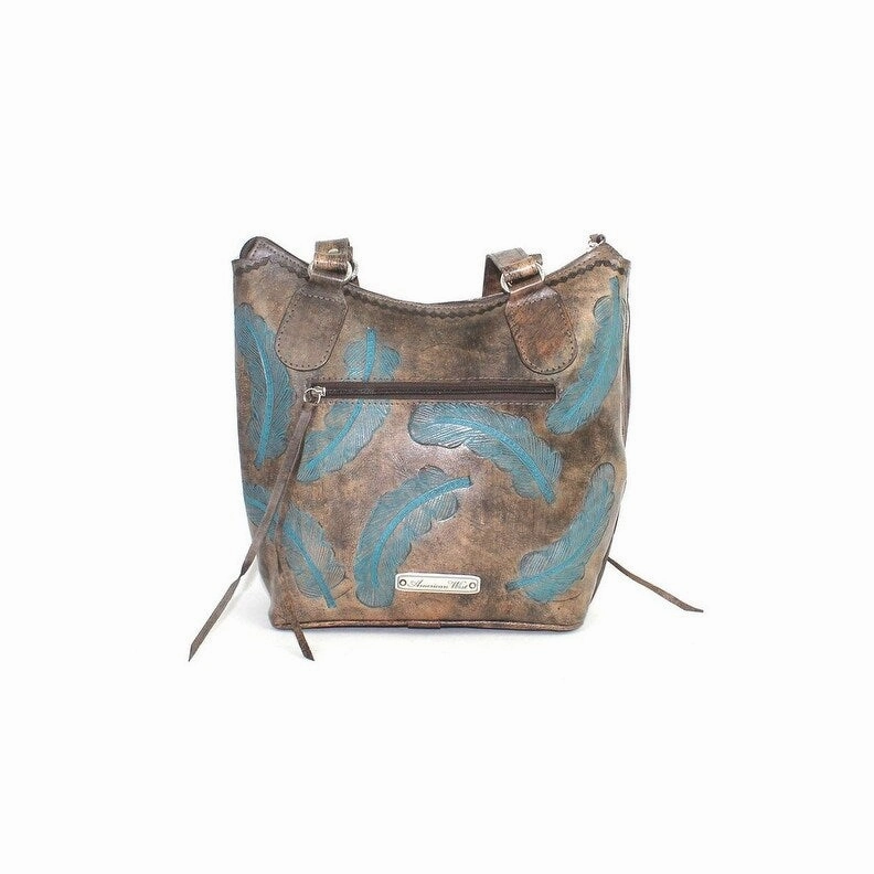 American West Western Handbag Sacred Bird Bucket Tote Charcoal 7570869 - 12 x 10 x 5