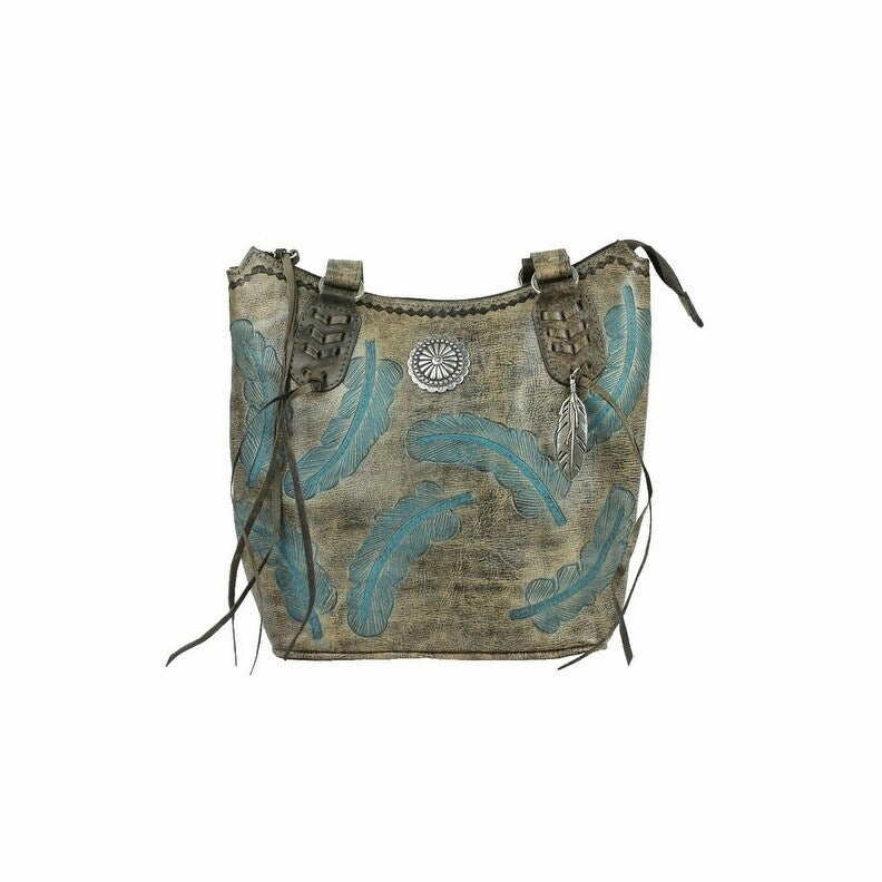 American West Western Handbag Sacred Bird Bucket Tote Charcoal 7570869 - 12 x 10 x 5