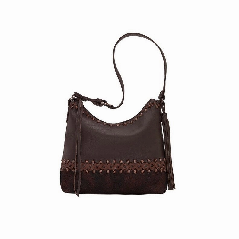 American West Western Handbag Shoulder Studded Brindle Hair On 1038381 - 12 x 10 x 3