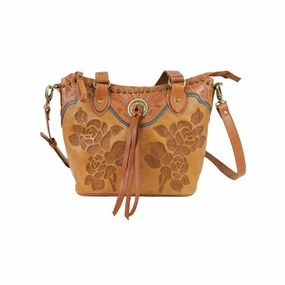 American West Western Handbag Texas Rose Small Tote Tan 8015849 - 11 x 9 x 4