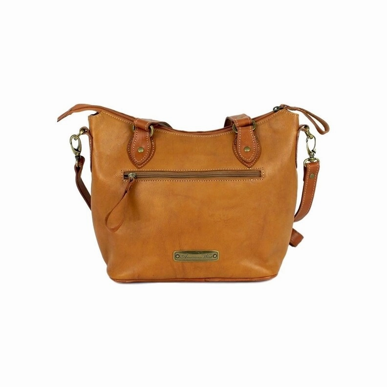 American West Western Handbag Texas Rose Small Tote Tan 8015849 - 11 x 9 x 4