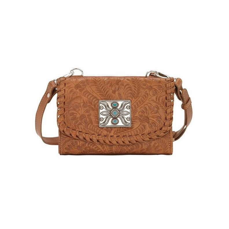 American West Western Handbag Texas Two Step Crossbody Tan 5915982 - 7.5 x 5 x 2.5