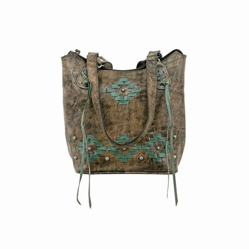 American West Western Handbag Tribal Weave Tote Charcoal 4483869 - 11.5 x 10.5 x 5
