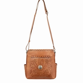American West Western Handbag Womens Crossbody Brown 6315774 - 9.5 x 9 x 4