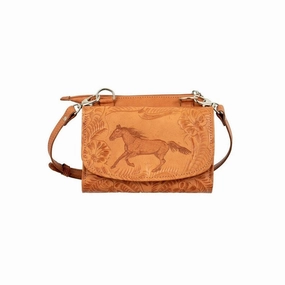 American West Western Handbag Womens Crossbody Zip Natural Tan 1515982 - 7.5 x 6 x 2.5