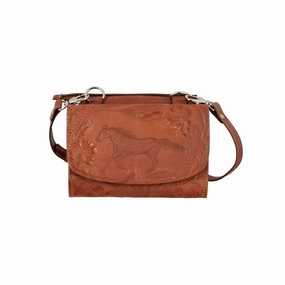American West Western Handbag Womens Leather Antique Brown 1565982 - 7.5 x 6 x 2.5