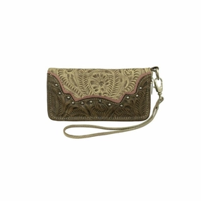 American West Western Wallet Womens Saddle Ridge Leather Sand 2652082 - 8 x 4