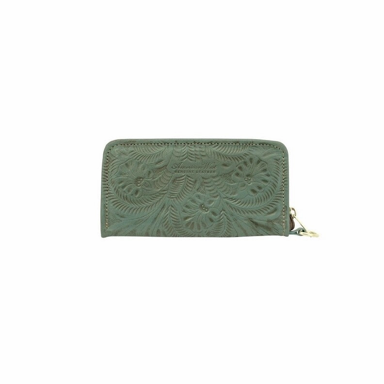 American West Western Wallet Womens Saddle Ridge Marine Turq 2678082 - 8 x 4