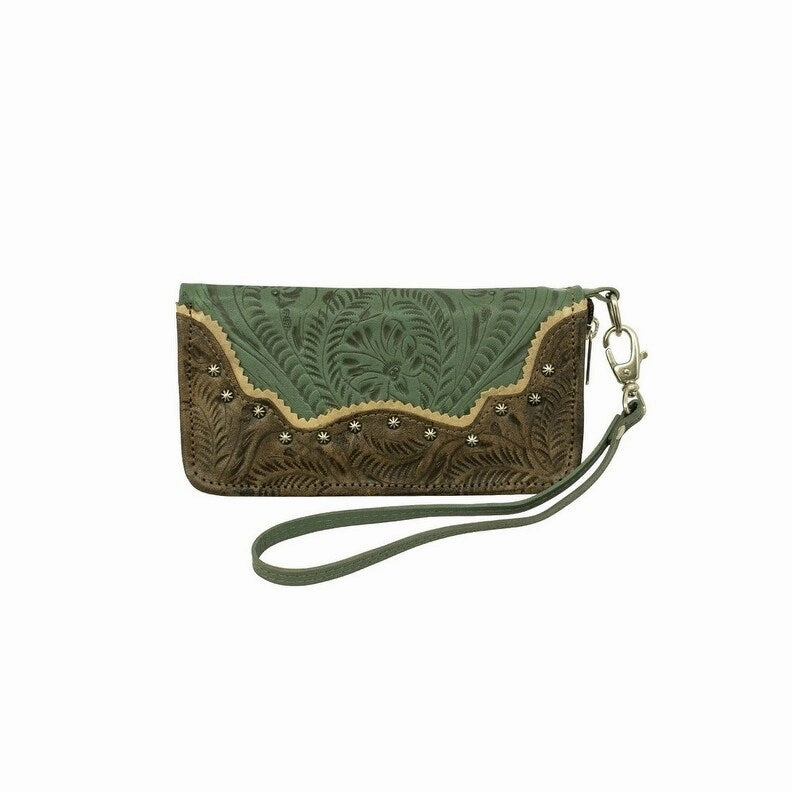 American West Western Wallet Womens Saddle Ridge Marine Turq 2678082 - 8 x 4