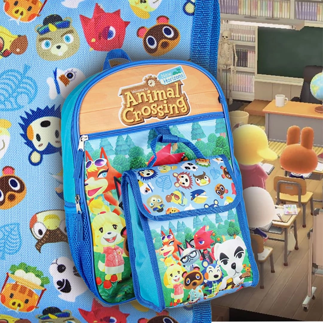 Animal Crossing Character Print Backpack 5 pc Set Lunch Tote Keychain - One Size