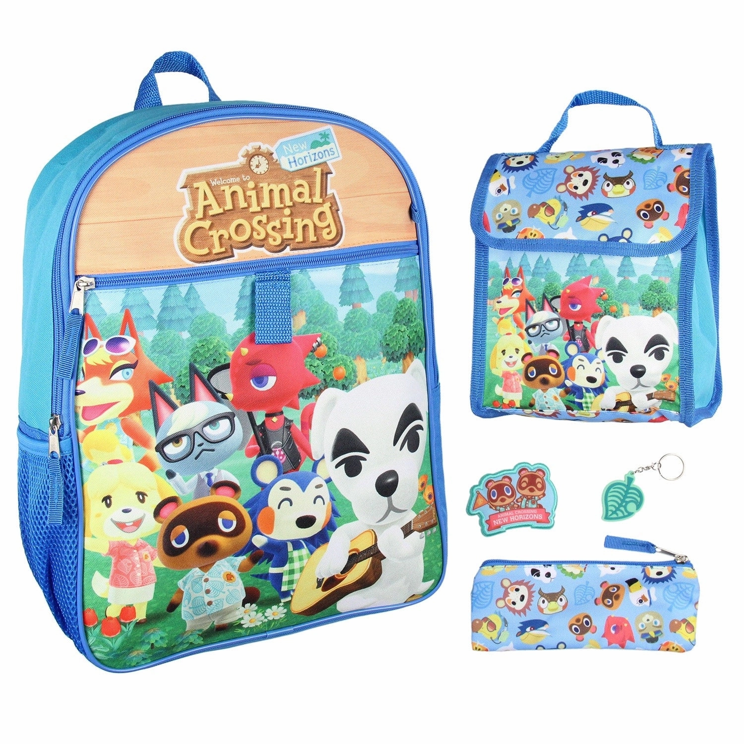 Animal Crossing Character Print Backpack 5 pc Set Lunch Tote Keychain - One Size