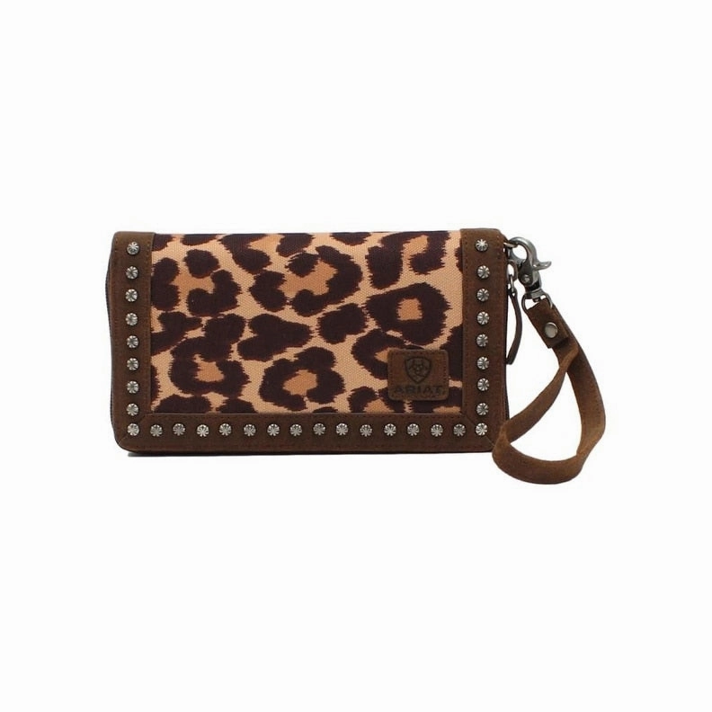 Ariat Western Wallet Womens Clutch Wristlet Leopard Print A770000102 - 4 1/2 x 1 x 7 7/8