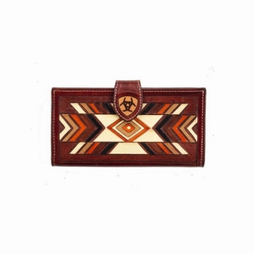 Ariat Western Wallet Womens Southwest Tooled Multi-Color - 8 1/4 x 4