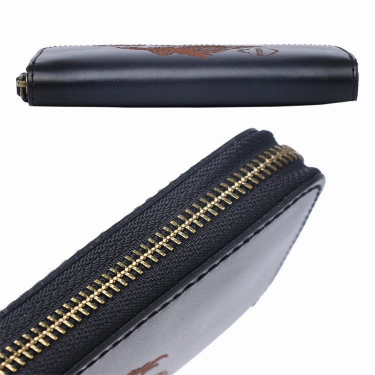 Around Zip Red Leather Long Wallet Mens Wolf Zipper Clutch Wallet for Men