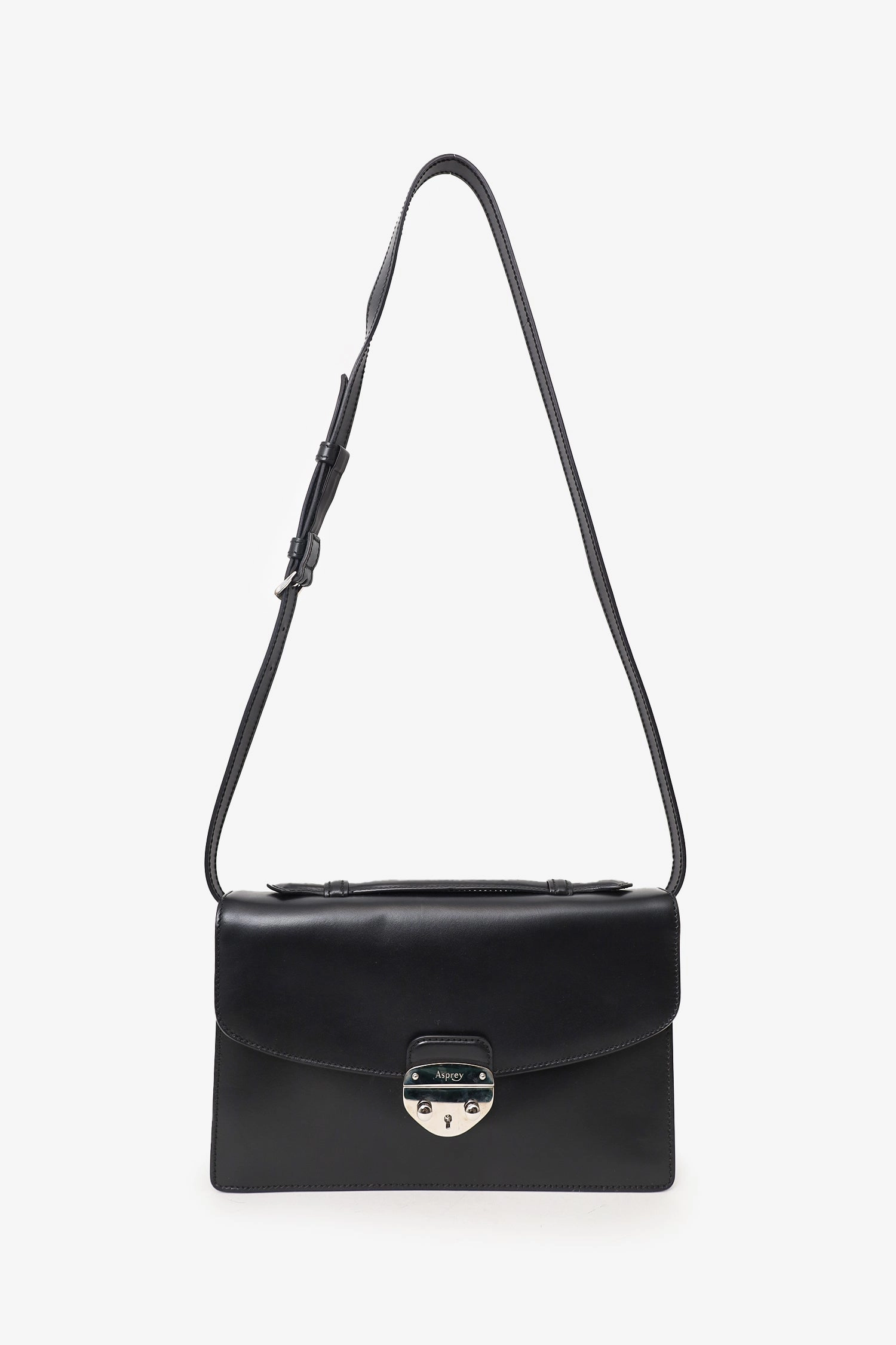 Asprey Black Bull Leather Small Briefcase with Strap (As Is)