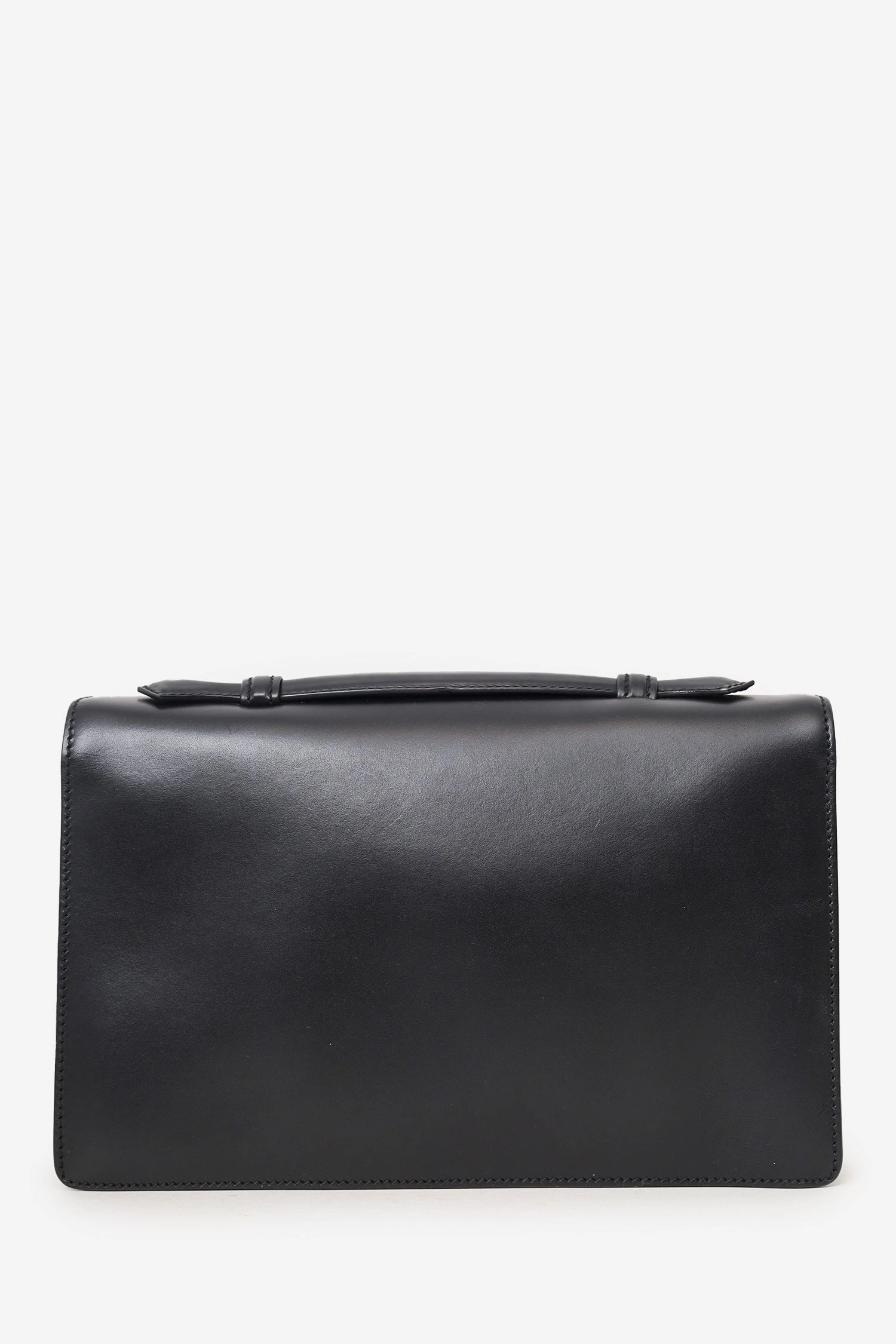 Asprey Black Bull Leather Small Briefcase with Strap (As Is)