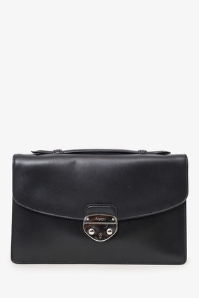 Asprey Black Bull Leather Small Briefcase with Strap (As Is)