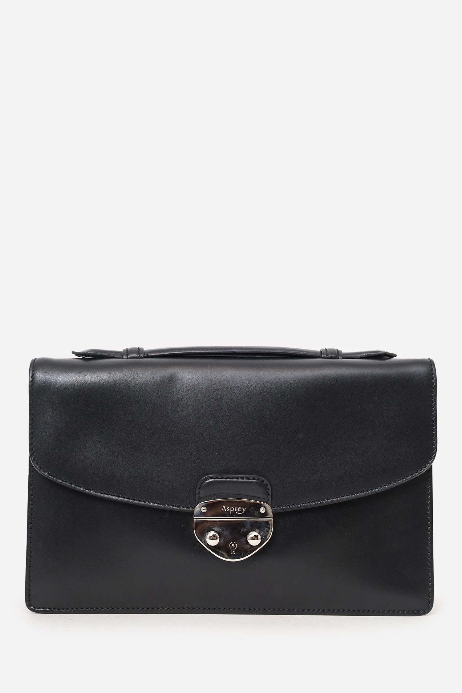 Asprey Black Bull Leather Small Briefcase with Strap (As Is)