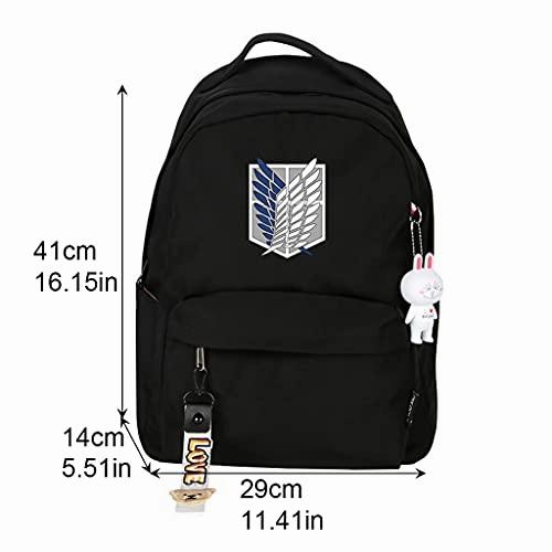 Attack On Titan Backpacks for School for Adults Kids Students Anime Shoulder Bags School Bag Bookbag Daypack Laptop Bags (Black-JJDCBBZ,Size)
