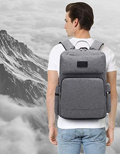 AUGUR 15.6Classic Laptop Backpack Oxford Fabric Travel Rucksack for Men Women (Grey)