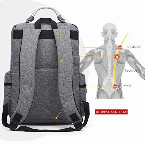 AUGUR 15.6Classic Laptop Backpack Oxford Fabric Travel Rucksack for Men Women (Grey)