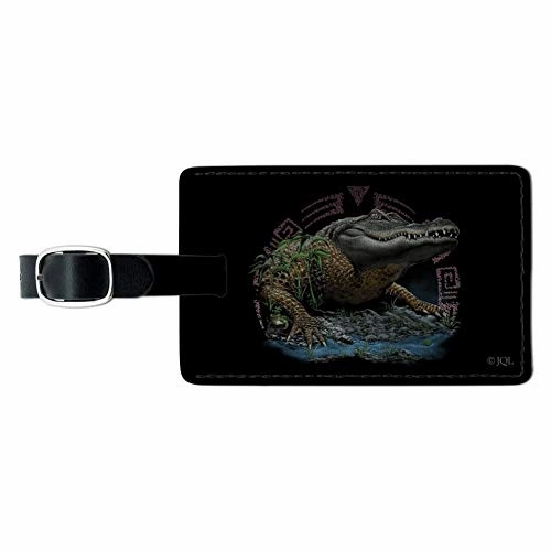 Aztec Alligator Gator Rectangle Leather Luggage Card Suitcase Carry-On ID Tag