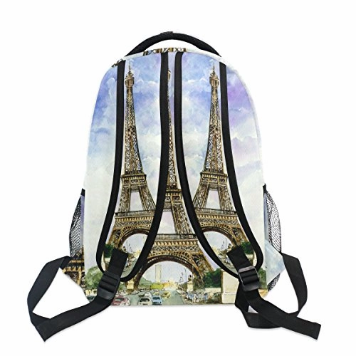 Backpack Travel Paris Watercolor School Bookbags Shoulder Laptop Daypack College Bag for Womens