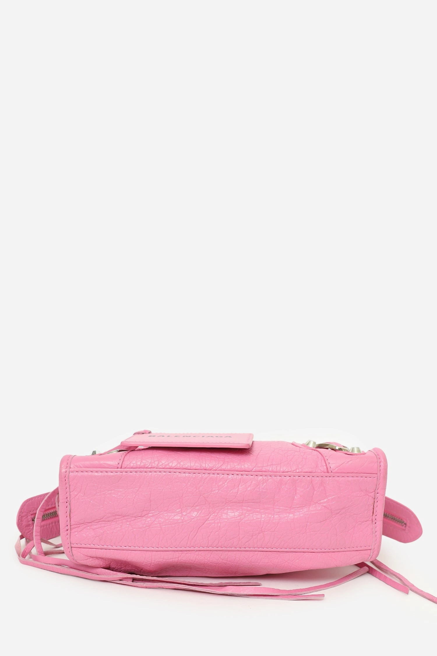 Balenciaga Pink Leather Mini Classic City Bag with Logo Strap