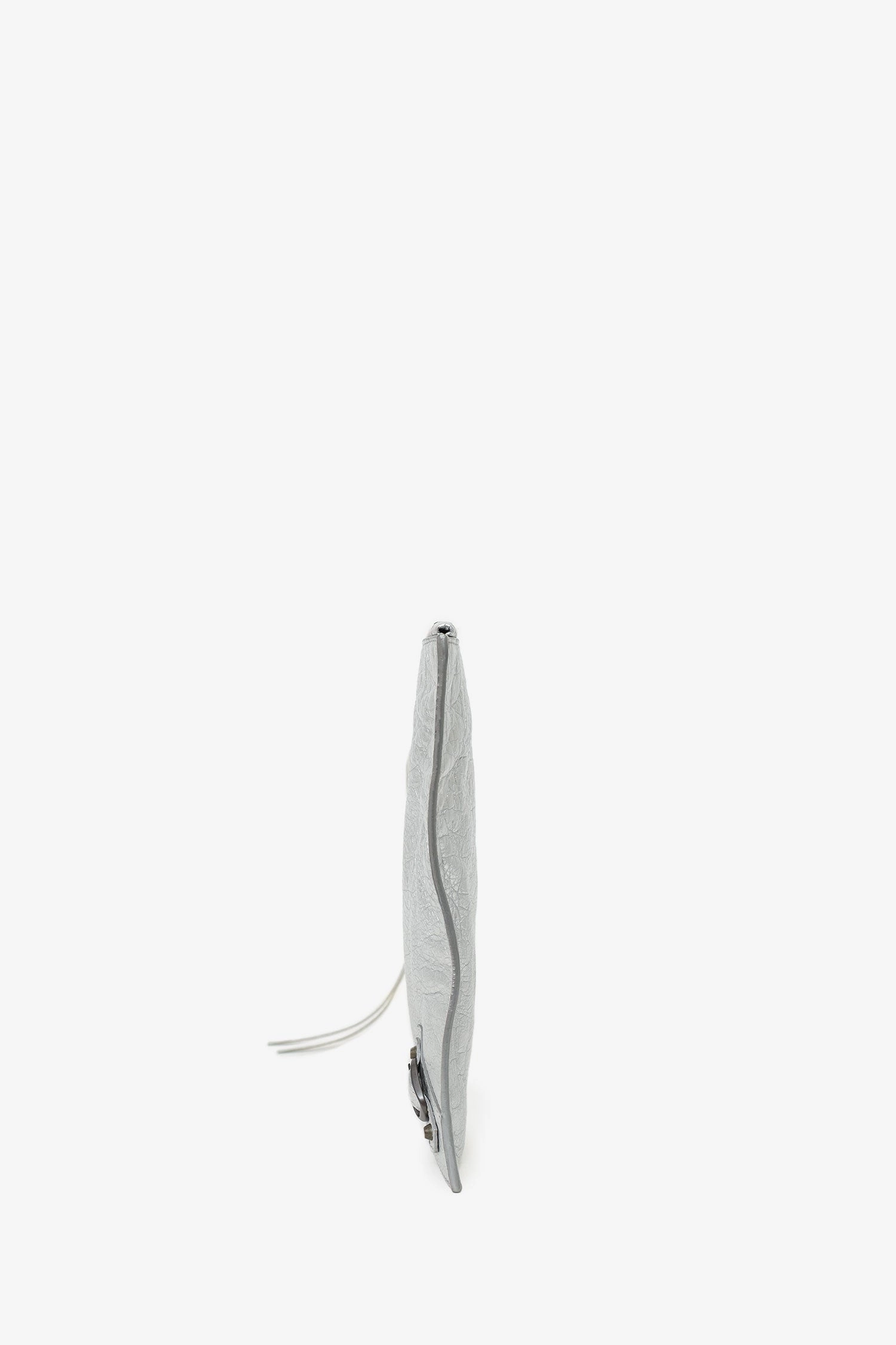 Balenciaga Silver Metallic Lambskin Leather Motocross Clutch
