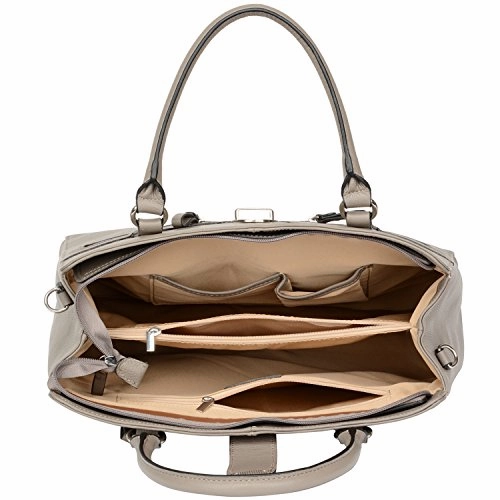 Banuce Gray Real Leather Handbags for Women Business Work Briefcase Shoulder Messenger Bag for