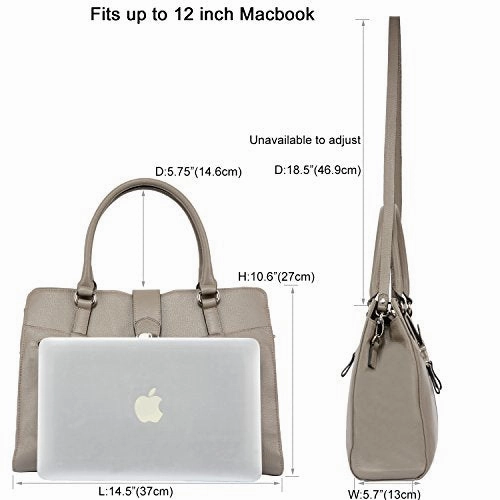 Banuce Gray Real Leather Handbags for Women Business Work Briefcase Shoulder Messenger Bag for