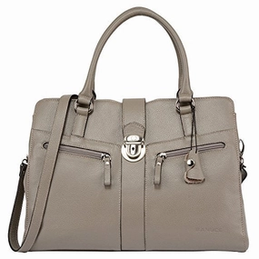Banuce Gray Real Leather Handbags for Women Business Work Briefcase Shoulder Messenger Bag for