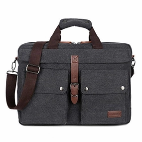 Baosha Bc-07 17Inch Canvas Laptop Computer Bag Messenger Bag Multicompartment Briefcase (Black)