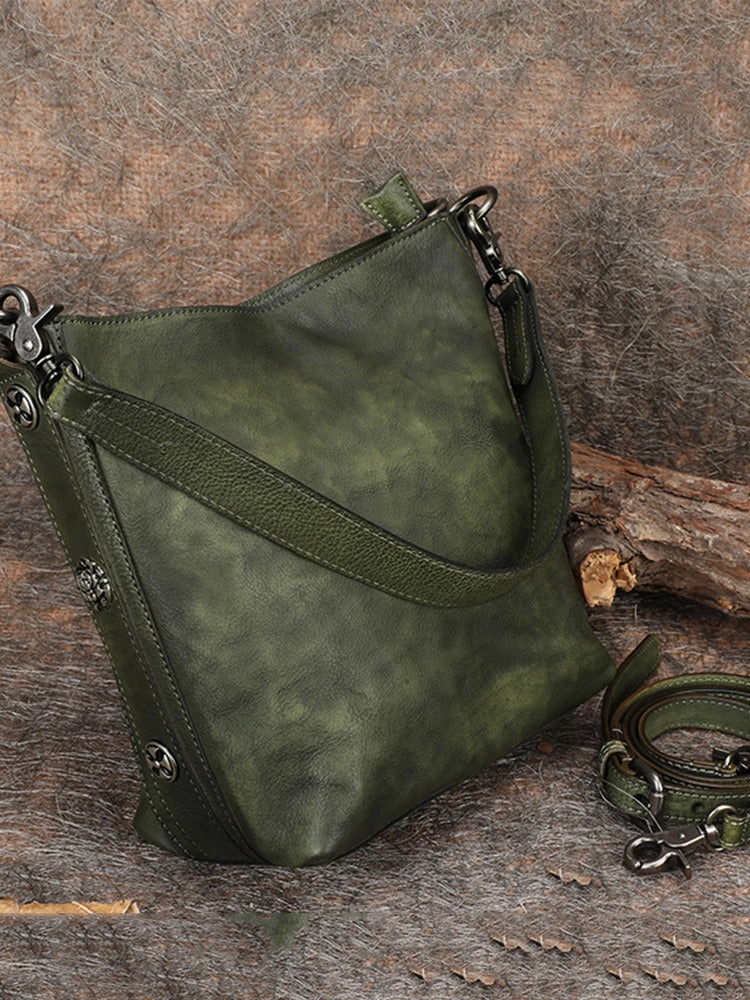 Best Green Leather Womens Vintage Tote Handbag Handmade Tote Crossbody Purse for Ladies