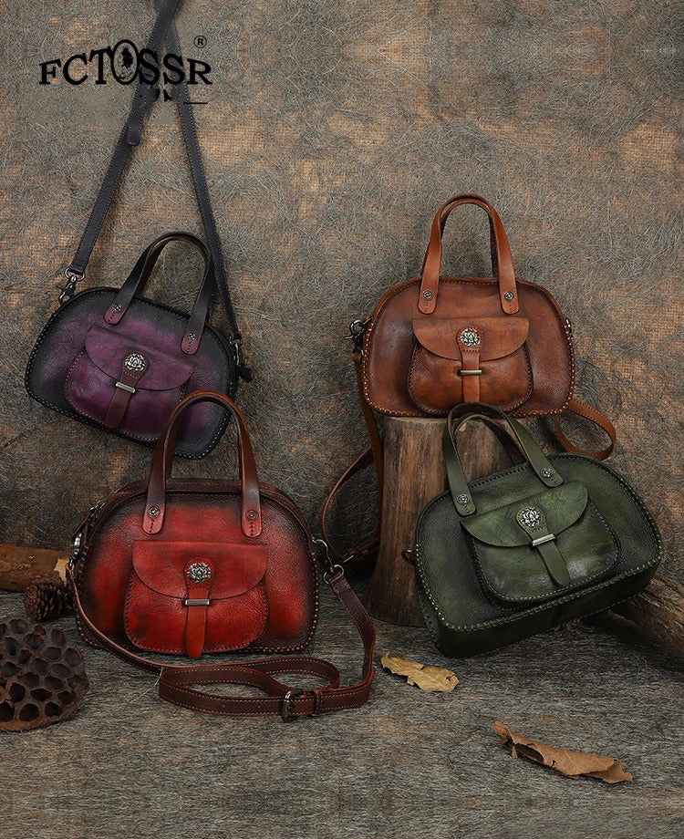 Best Red Leather Womens Vintage Handbag Handmade Crossbody Purse for Ladies