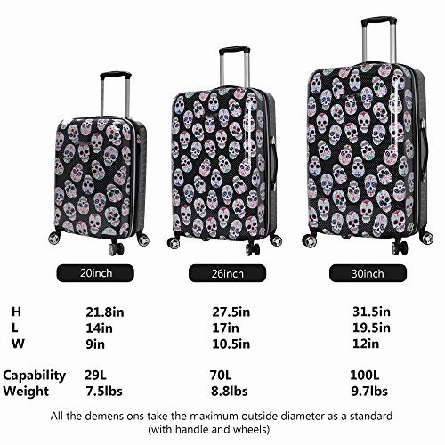 BETSEY JOHNSON Skull Party 3 Piece Expandable Hardside Spinner Luggage Set