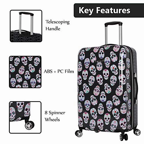 BETSEY JOHNSON Skull Party 3 Piece Expandable Hardside Spinner Luggage Set