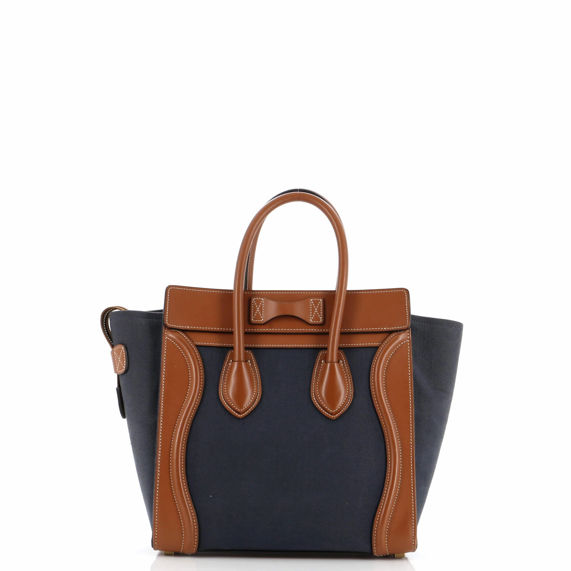 Bicolor Luggage Bag Canvas and Leather Nano